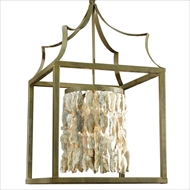 Lowcountry Originals Lighting Box Lantern with Shell Cylinder Chandelier 
